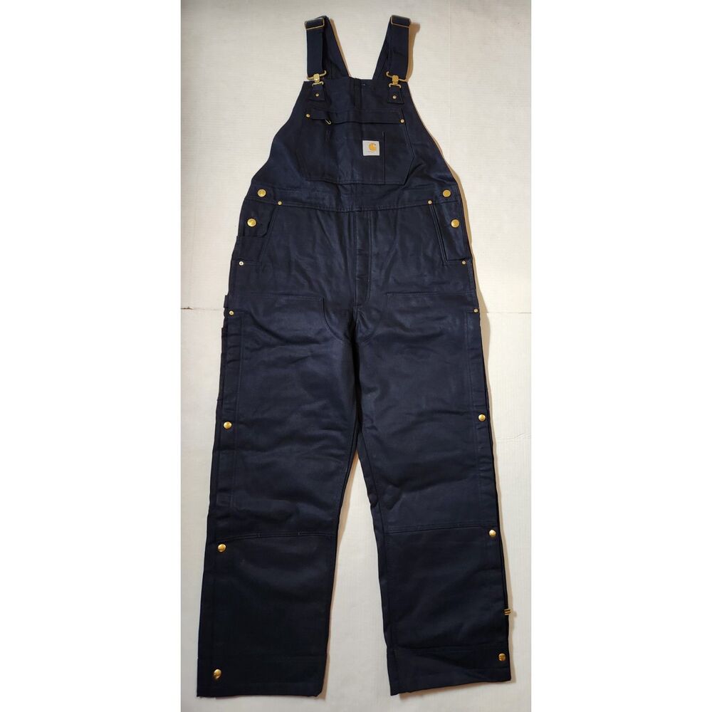 Carhartt Firm Duck Insulated Bib Overalls Medium Regular Navy